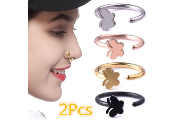 2 Pcs Butterfly Nose Piercing Stainless 