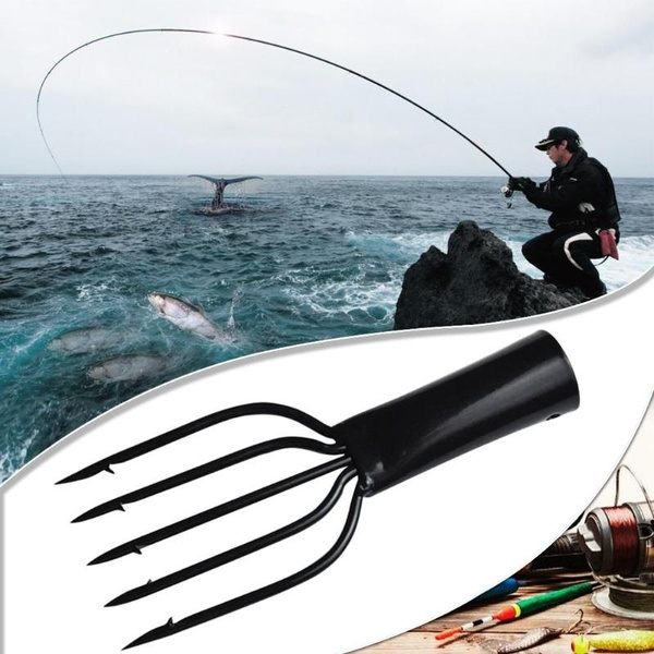 Portable 5 Prong Professional Outdoor Durable Fishing Gear With Barbed  Anti-Slip Spear Head Spring Steel Fish Grip Harpoon