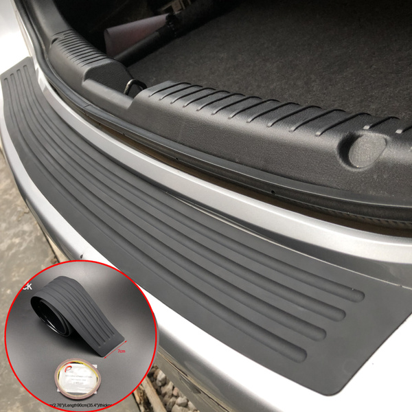 housesweet Rubber Rear Bumper Protector Car Trunk Sill Plate Scuff Strip Carbon Fiber Sticker Trim Guard Bumper Protector