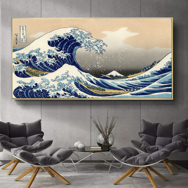 The Great Wave off Kanagawa Canvas Japanese Art Under a Wave off Kanagawa Decor 