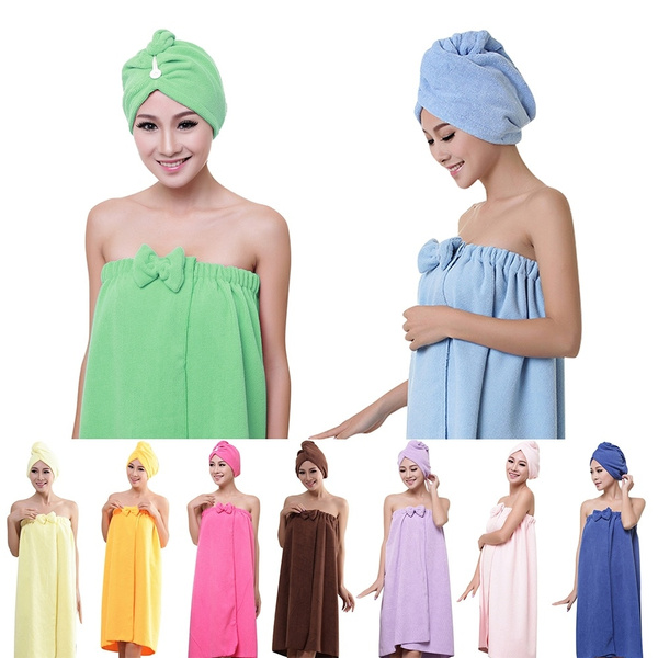 Towel wrap outlet and turban set