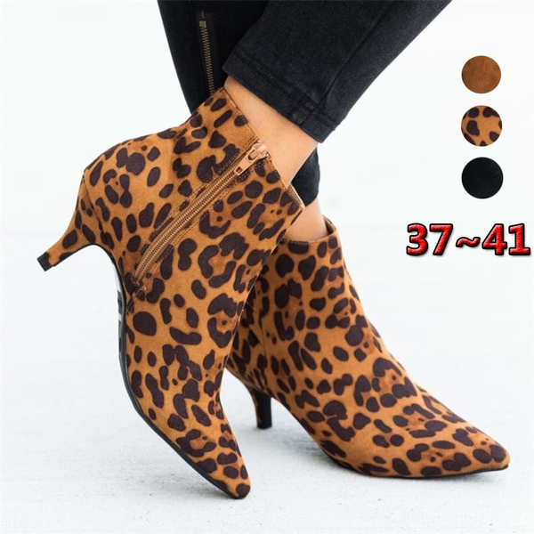 2019 Newest Women Casual Low Boots Pointed Kitten Heel Stiletto Suede ...