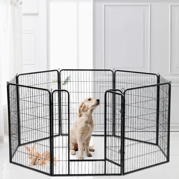 8 Sided 3 Sizes Pet Play Pen Dog Puppy Cage 80x100cm Crate Training Run ...