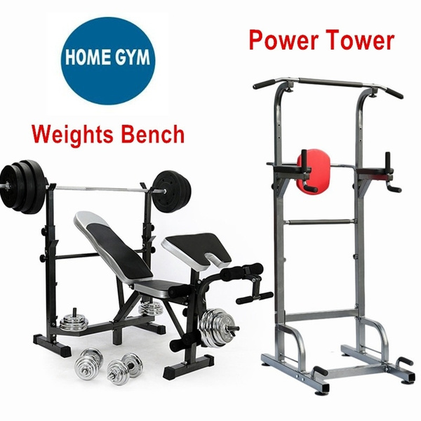 Adjustable Bench & 40lb Weight Dumbbells Combo Home Gym Fitness Equipment New 