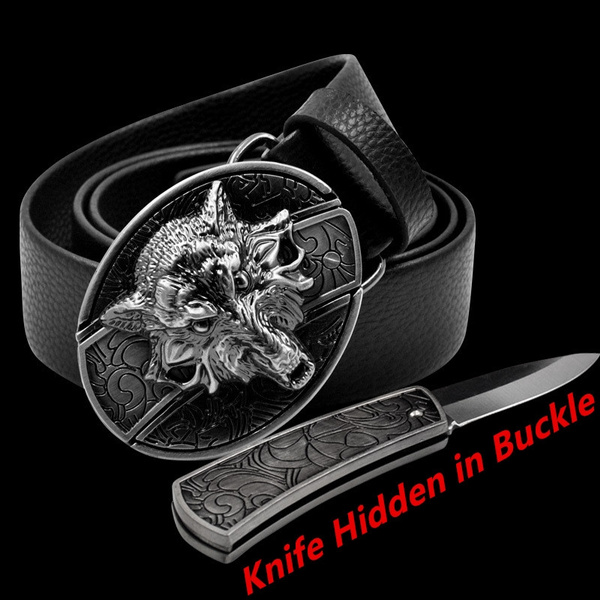 Fashion Belt Buckle Knife Belts for Men Field Survival Belt Knife ...
