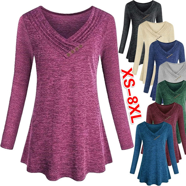 XS-8XL Women's Fashion Casual Autumn and Winter Clothes V-neck