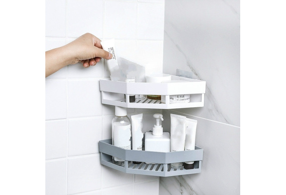 Bathroom Corner Punch-Free Rack 180 Degree Rotating Corner Shelf Shower Storage Wall Holder with Suction Cup 