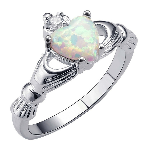 White Fire Opal .925 Sterling Silver Ring Sizes 5-10