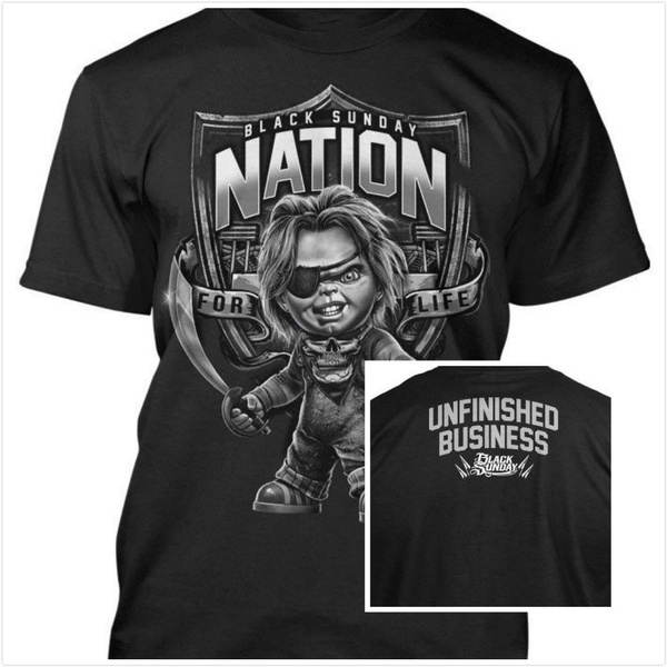 new black sunday chucky raiders nation silver men's t-shirt （s-5xl）