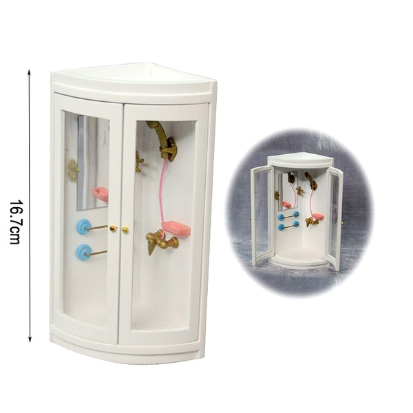 Doll House Miniature Furniture Wooden Bathroom Shower Room Accessories 1:12 Toy 