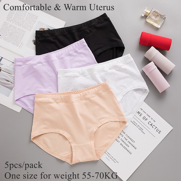 5pcs/pack Womens Underwear for Women 55-70kg ,Mid Waist Top Full