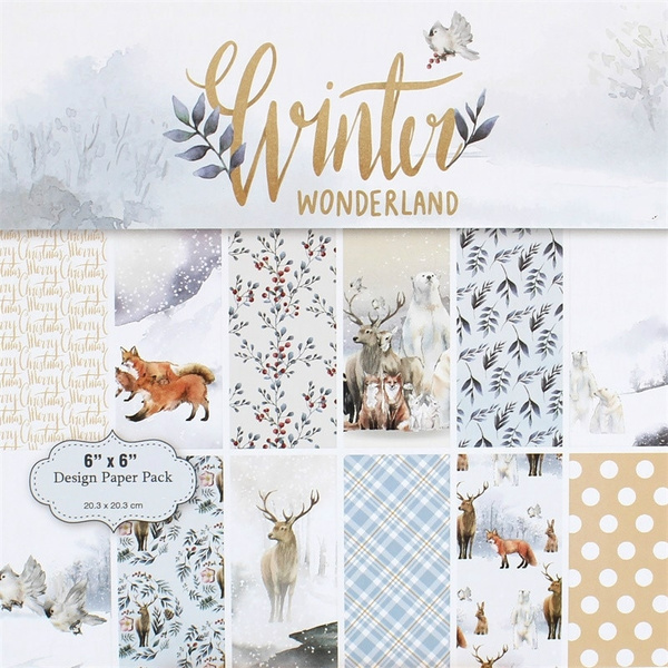 24 Sheets Winter Wonderland Scrapbooking Pads Paper Origami Art Background  Paper Card Making DIY Scrapbook Paper Craft