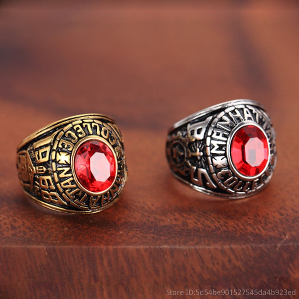 Fashion Stainless Steel Gemstone Rings Manhattan College Graduation ...