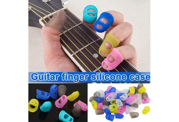 Walbest 4Pcs/Set Anti-slip Silicone Fingertip Protectors Guitar