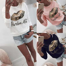 printedtop, Casual sweater, lipprinttop, Leopard