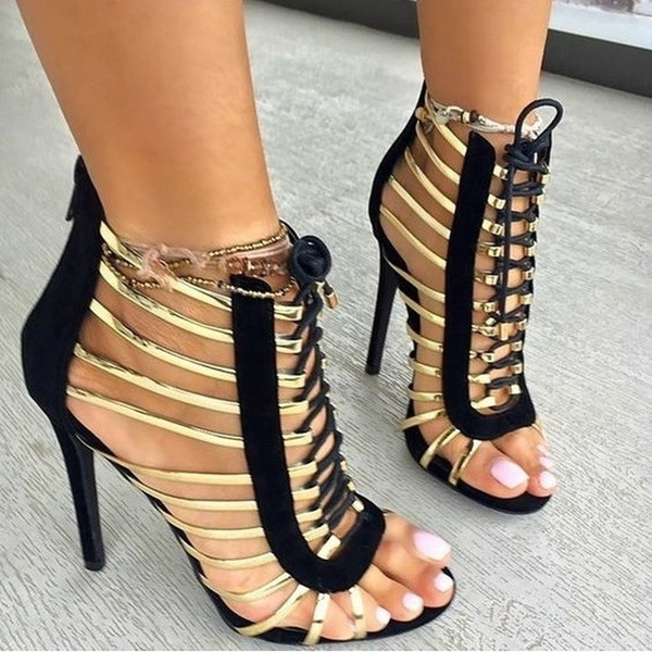 red and gold gladiator sandals
