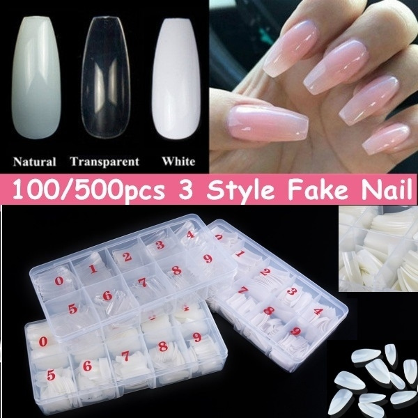 Skyfly 100 500pcs Set Acrylic Natural Long Fake Nail Tips 3 Style False Nail Tools Nails False Nails Fake Nails Acrylic Nails Wish