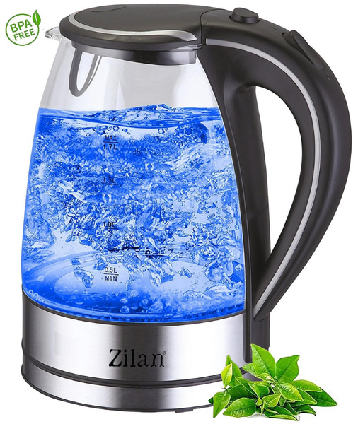 Glas Edelstahl Wasserkocher 1,7 Liter Kettle 100% BPA-Frei Wasser Kocher 