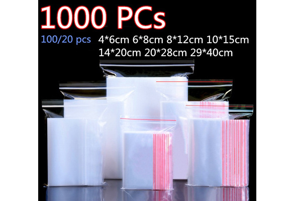 Plastic Ziplock Bags 1000/200/100pcs Jewelry Small Ziplock Bag Food Packaging Zip Lock Bags Clear Fresh-keeping Dustproof Reclosable Home Kitchen