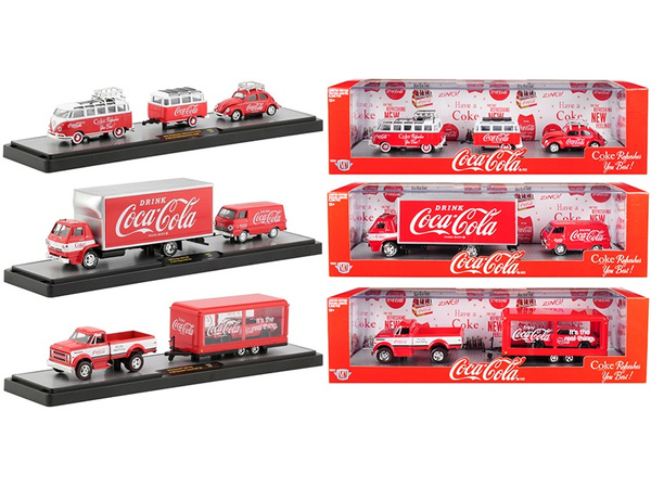 M2 Machines 1:64 2020 Coca-Cola Auto-Haulers Release 3 Trucks Set