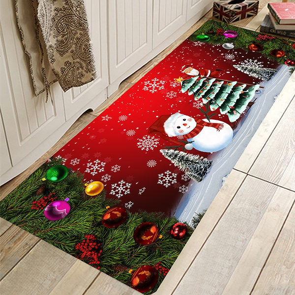 FZDXZJJ Christmas Tree Snowman Runner Rug 2 x 6 ft, Winter Xmas Santa  Hallway Entryway Rug Runner Carpet Non Slip Long Door Mat Indoor Outdoor  Area