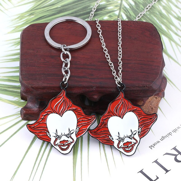 Horror Movie Stephen King's IT Red Logo Alloy Pendant Necklace Keychain Keyring 