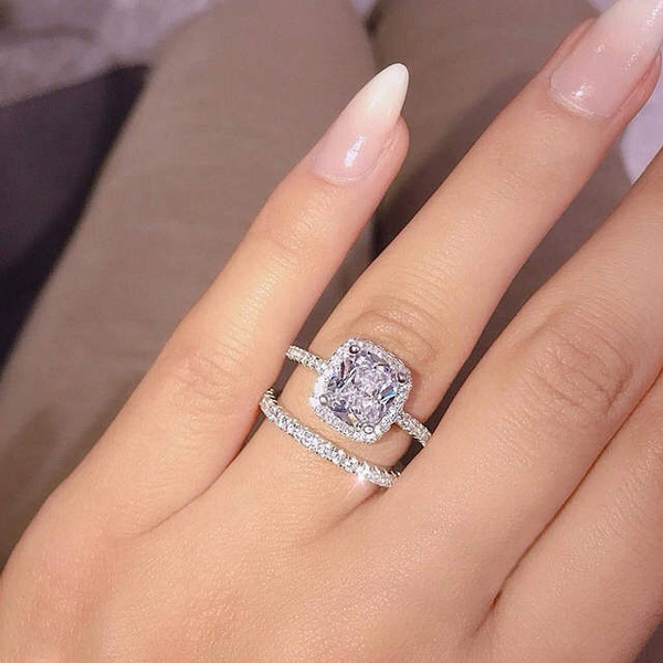 DARLING HER Various Style Wedding Crystal Rings Fashion Rings Show Elegant Temperament Jewelry Womens Girls White Silver Filled Wedding Ring