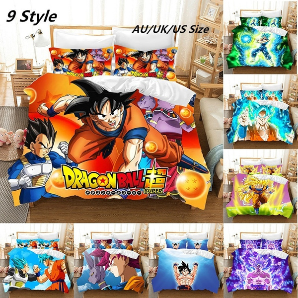 3D digital printed anime dragon ball z pattern duvet cover with pillow ...