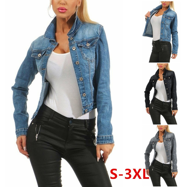 Plus Size S-3XL Women Denim Jacket 