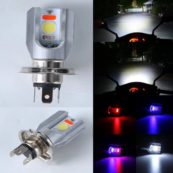 6500K H4 Motorcycle COB LED Headlight Hi/Lo Beam Front Light Bulb Lamp 3 Colors