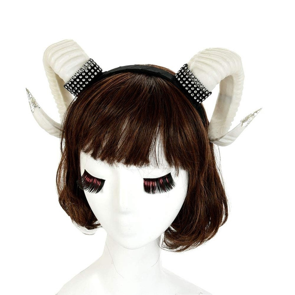 Gothic Antelope Sheep Horns Headband- Steampunk Demon Raw Horns ...