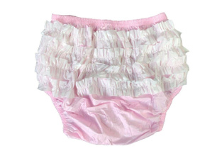 pullonplasticpant, incontinence, elastic waist, frilly