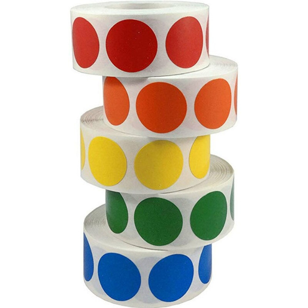 Chroma Label 1 inch Color-Code Dot Labels stickers 500/Roll Black,white,green,blue,orange,red,pink,yellow stationery stickers | Wish