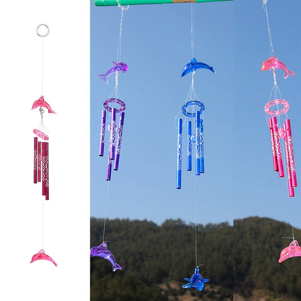 Dolphin Creative Crystal 4 Metal Tubes Windchime Wind Chime Home Decor A Dolphin Creative Crystal 4 Metal Tubes Windchime Wind Chime Home Decor A