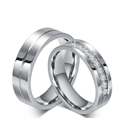 Couple Rings, Steel, Korea fashion, DIAMOND