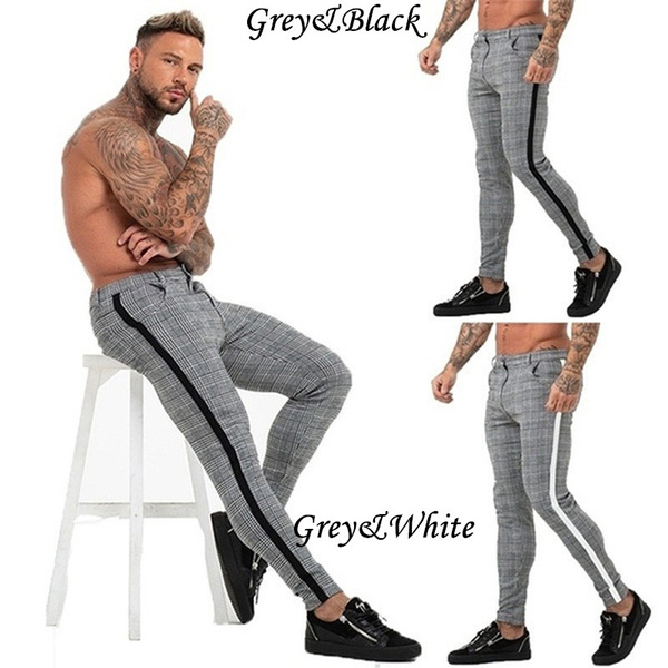 Mens Pant Slim Fit Plaid Pants Mens 