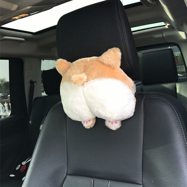 Universal Car Neck Pillow Headrest Seat Cute Soft Corgi Butt Shape