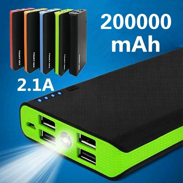 200000mAh Power Bank Android External Battery mobilecharger 4USB Portable  Charger for Electronic Digital Products DCAE Real Waterproof Shock Drop