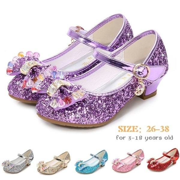 7 Color Children S Girls Princess Sandals Dress Small High Heel Sequins Shoes Bow Decorative Dance Shoes Wish