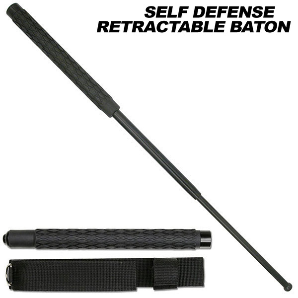 Tactical Police Combat Self Defense Security Retractable Baton Stick Metal  Aluminum w/ Sheath