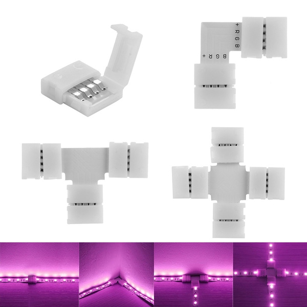 4-PIN LED Connector with L/T/X Shape for 3528 5050 RGB LED Strip Lights