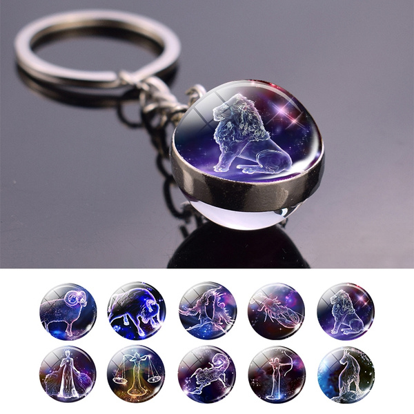 Details about   12 Zodiac Sign Key Chains Crystal Ball Key Tag Rings Scorpio Leo Aries Key Tags. 