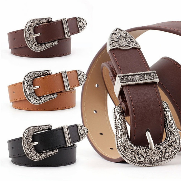 Western Cowgirl Waist Belt Metal Buckle 