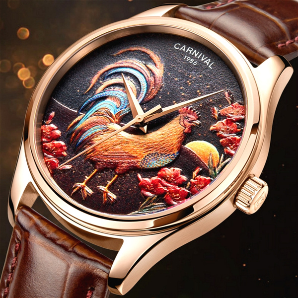 CARNIVAL Noble Rooster Relief Men Watch Top Brand Luxury