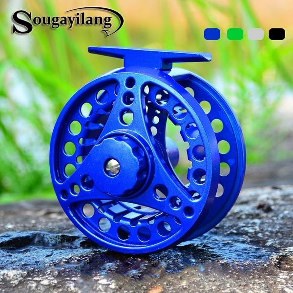 Sougayilang Fly Reel Fishing wheel CNC Machined Aluminium Micro Adjusting  Drag Fly Fishing Reel 5/6 WT Fishing Reels