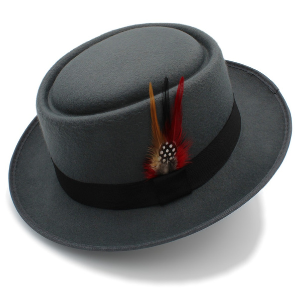 Feather Wool Flat Fedora Hat Panama Hat 