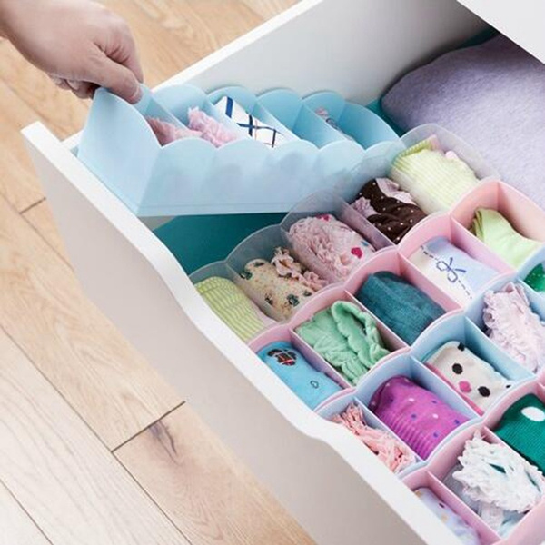 Coverless Plastic Small Compartment Storage Box Multi-function Five-grid  Underwear Socks Universal