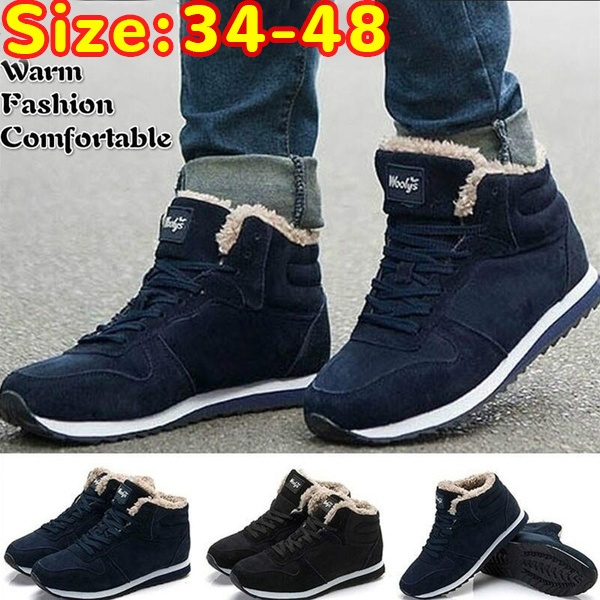 Women Men Winter Warm Ankle Boots Outdoor Sneakers Fur Lined Snow Booties Shoes 