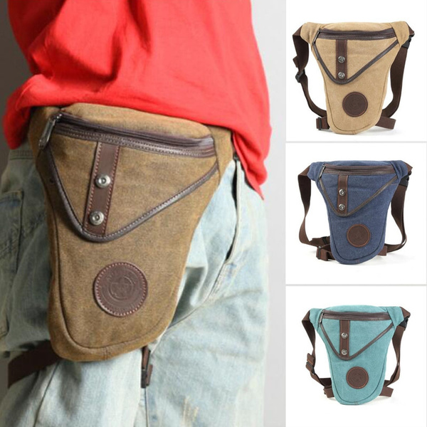 Men Drop Leg Bag Riding Nylon Canvas Military Motorcycle Design Shoulder Crossbody Male Hip Bum Belt Bags Thigh Fanny Pack