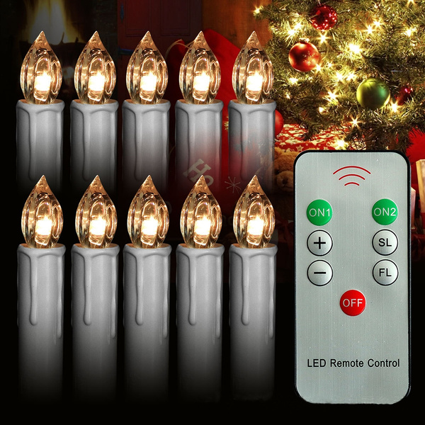 10pcs LED Candle Lights Flameless Candles Xmas Tree Decor Candle Light with Remote  Control & Clip Wedding Christmas Candles Light